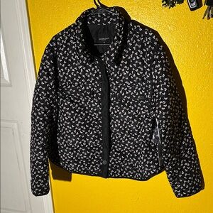 Daydreamer Floral Black and White Puffer Jacket